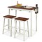 Costway 3-Piece Counter Height Bar Table Set with 2 Stools, 2 Wine Holders White &#x26; Walnut